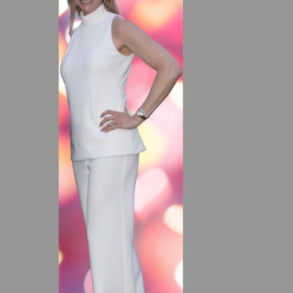 BLACK HALO Wide Leg Pant Set | Cream | Size 6 - Picture 5 of 11